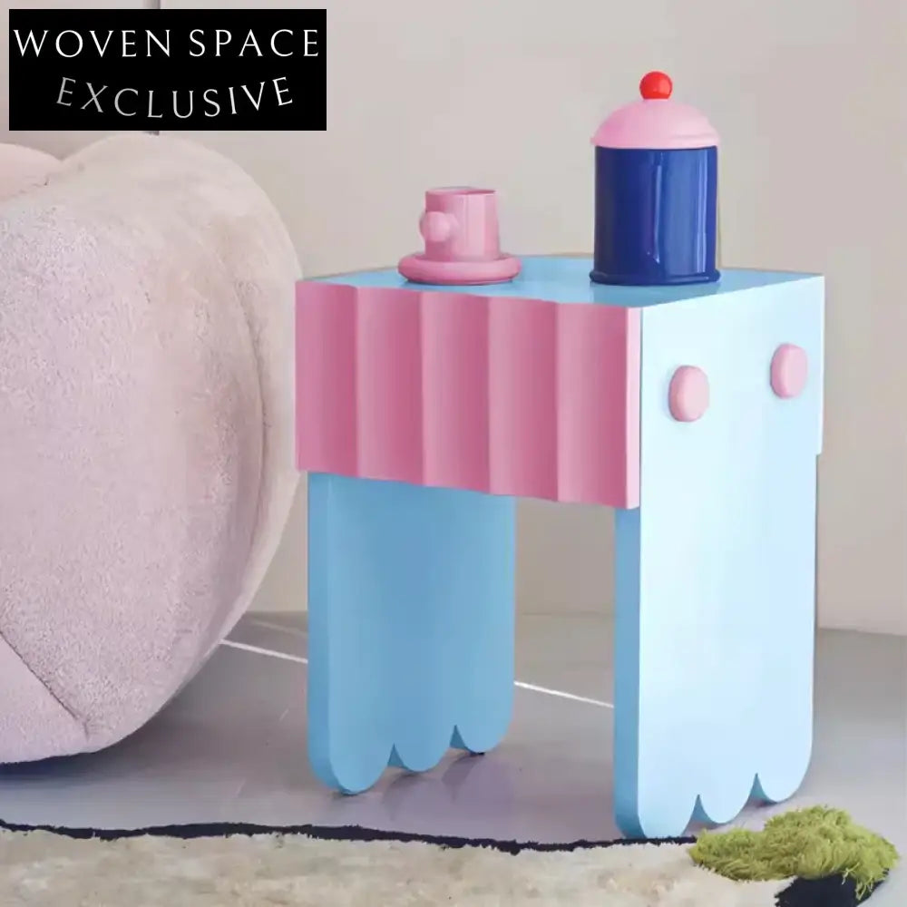 Kids Colorful Creative Design Solid Wood Frame Children's Bedroom Nightstand