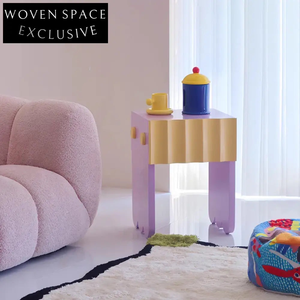 Kids Colorful Creative Design Solid Wood Frame Children's Bedroom Nightstand