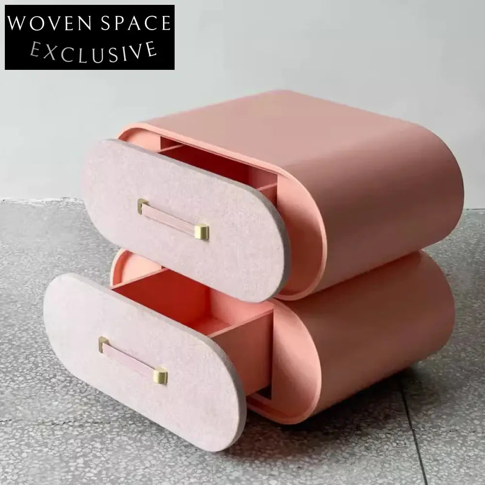 Kids Modern Minimalist Creative Double Drawer Bedside Storage Table