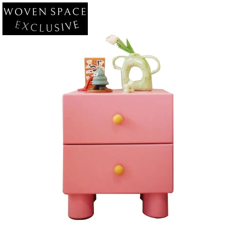 Kids Nordic Solid Wood Colorful Bedroom Nightstand with Simple Design