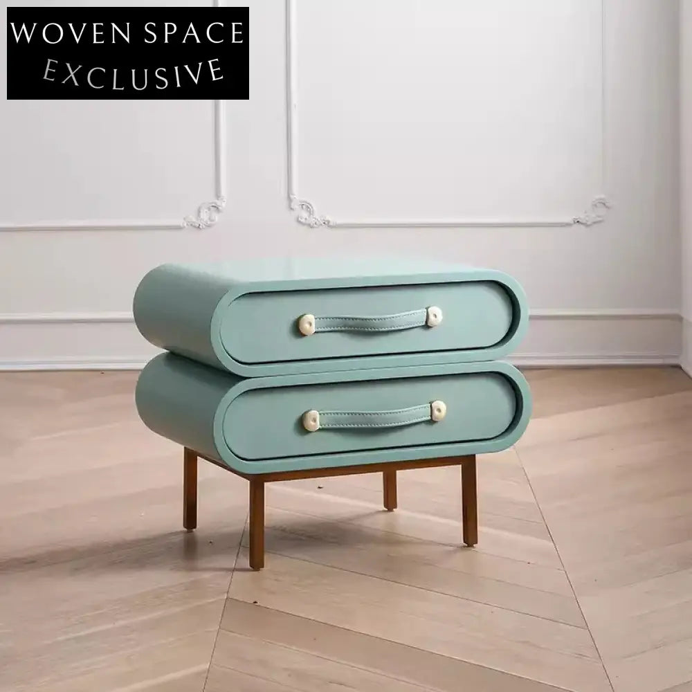 Kids' Rotating Bedside Cabinet with Double Drawers and Solid Wood Design