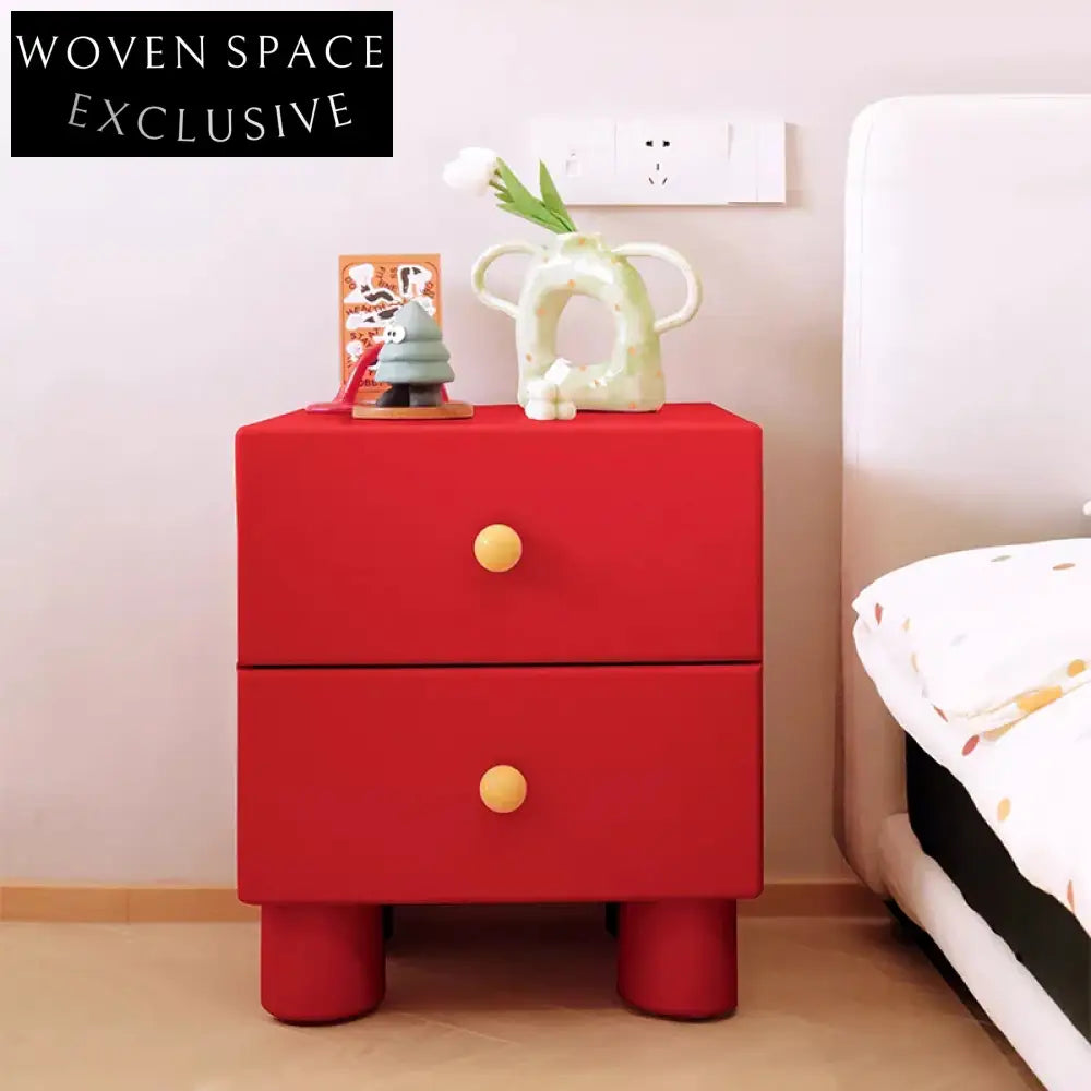Kid's Solid Wood Nordic Nightstand, Colorful Bedside Table with Storage