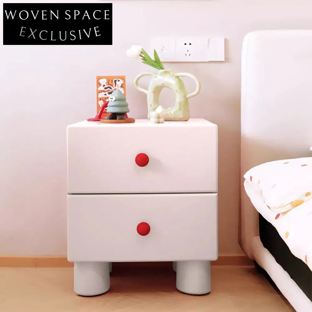 Kid's Solid Wood Nordic Nightstand, Colorful Bedside Table with Storage
