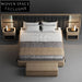 King Size Modern Wood Bed Frame with High Suede Headboard