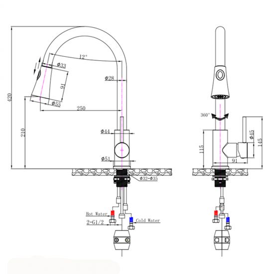 Black Pull Out Kitchen Mixer