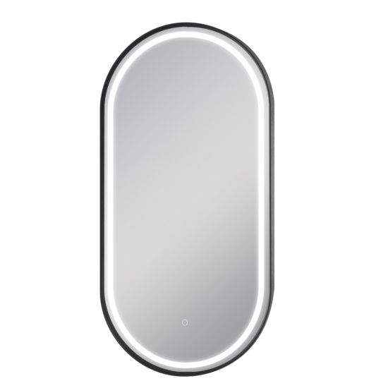 Matte Black Oval Framed LED Mirror 500x1000mm