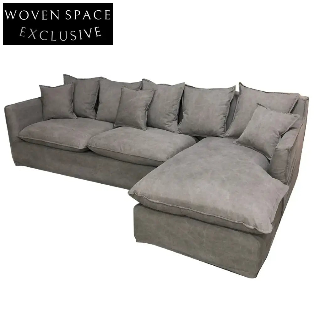 Elegant L-Shaped Sectional Linen Sofa: Modern Living Room Sleeper Design, Comfortable & Stylish