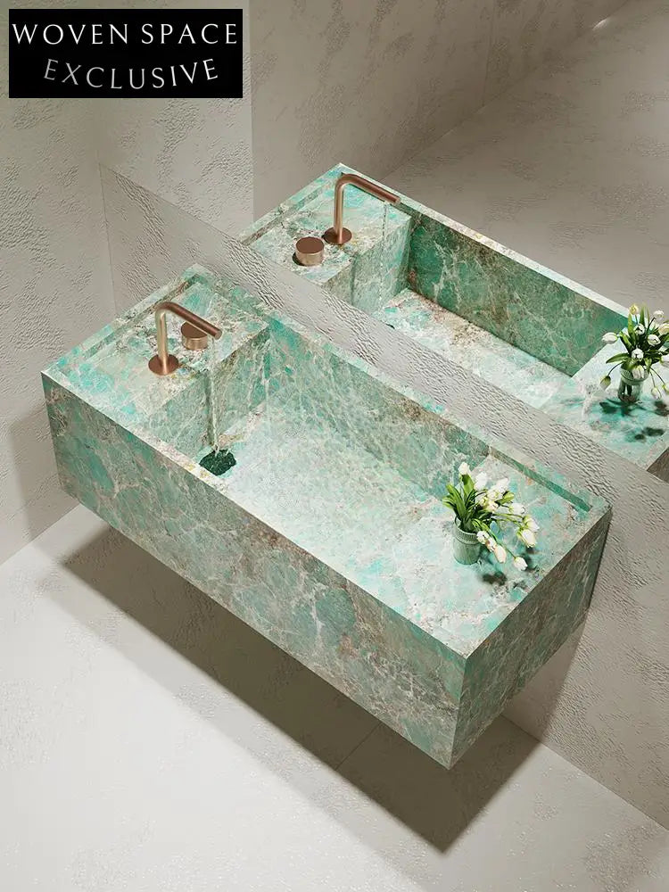 Lara Amazon Green Marble Integrated Sink