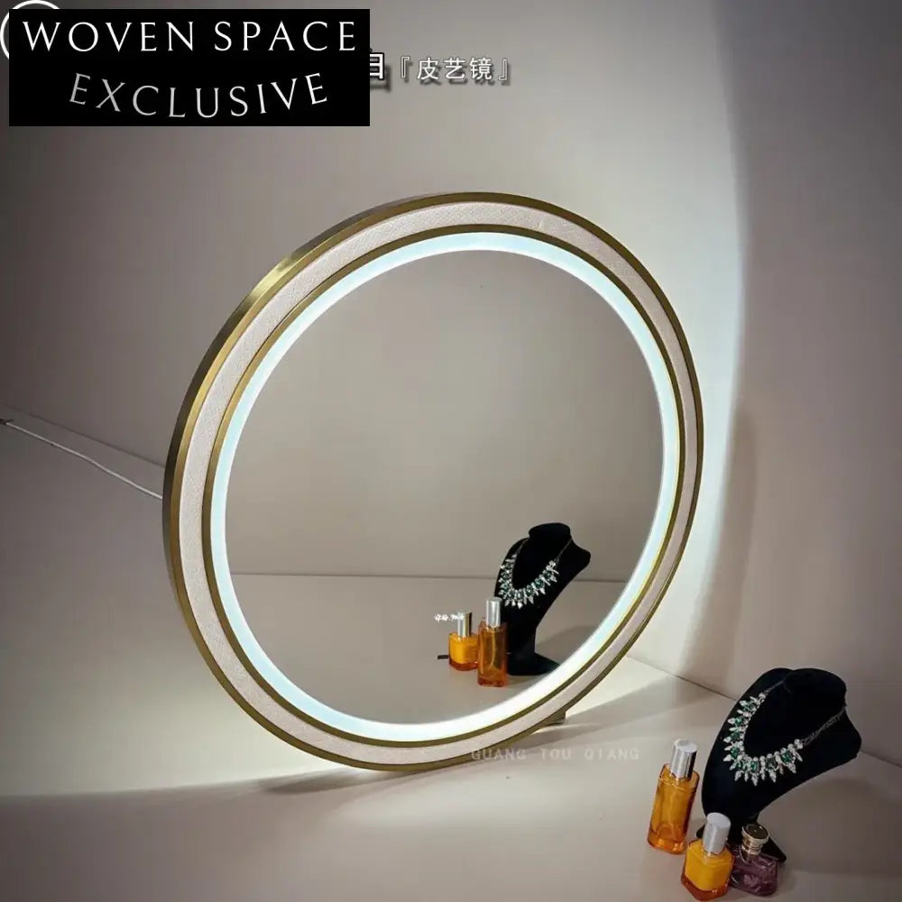 Large Faux Leather Frame Wall Mounted Oval Decorative Full Length Mirror