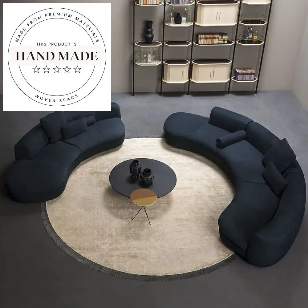 Large Luxury Modular U-Shaped Frosted Fabric 7 Seater Sectional Sofa