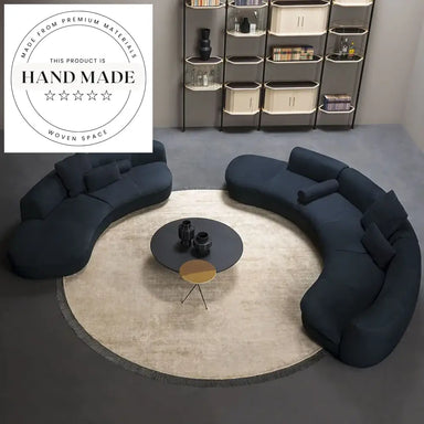 Large Luxury Modular U-Shaped Frosted Fabric 7 Seater Sectional Sofa