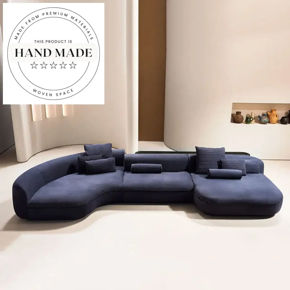 Large Luxury Modular U-Shaped Frosted Fabric 7 Seater Sectional Sofa