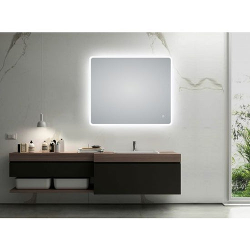 Curved Rim Rectangle 3 Color Lighting LED Mirror Touch Sensor Switch Defogger Pad Wall Mounted Vertical or Horizontal