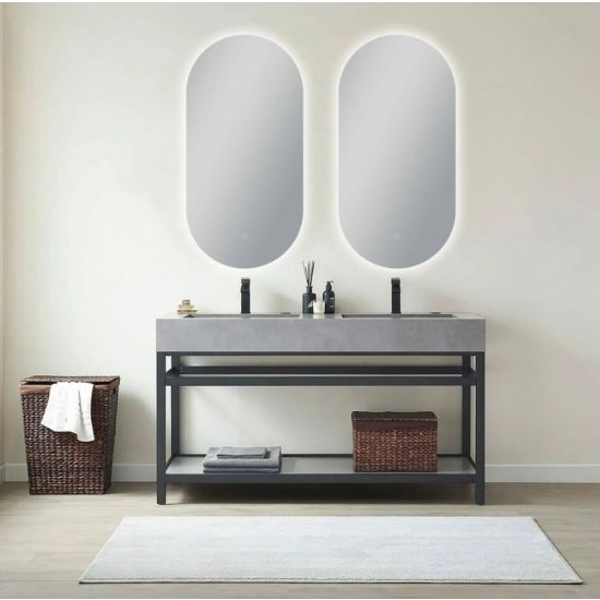 450*900mm Builder Range Oval Sharp-Edged 3 Color Lighting Backlit LED Mirror with Touch Sensor Switch