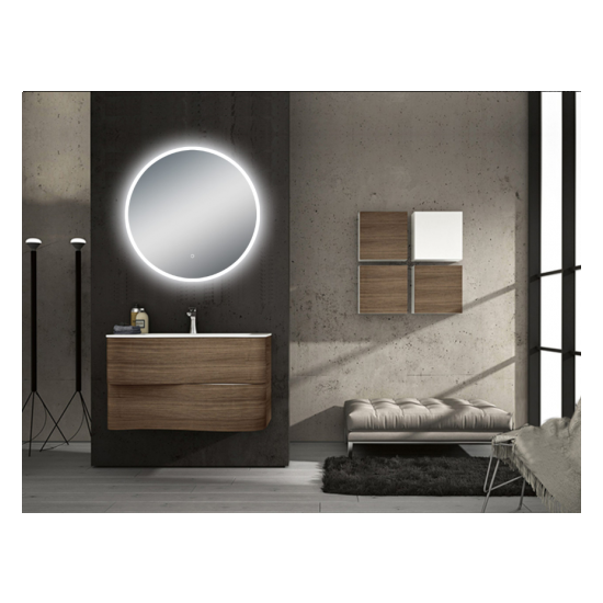 Round 3 Color Lighting LED Mirror Touch Sensor Switch Defogger Pad Wall Mounted Acrylic Mirror
