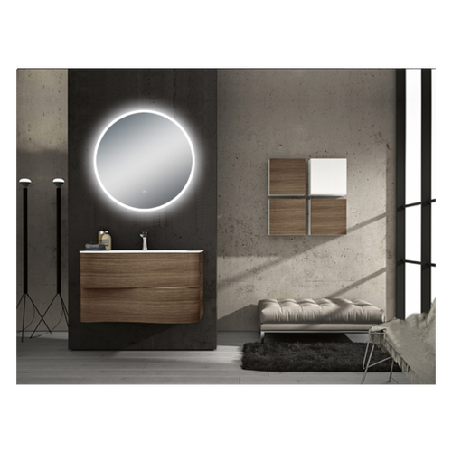 Round 3 Color Lighting LED Mirror Touch Sensor Switch Defogger Pad Wall Mounted Acrylic Mirror