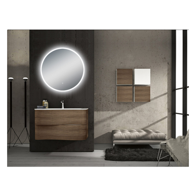 Round 3 Color Lighting LED Mirror Touch Sensor Switch Defogger Pad Wall Mounted Acrylic Mirror