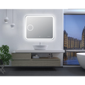 Curved Rim Rectangle 3 Color Lighting LED Mirror Magnifier Touch Sensor Switch Defogger Pad Wall Mounted