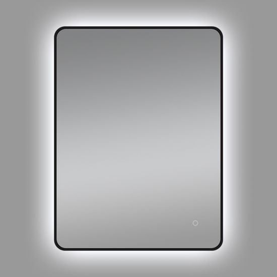 Black Aluminum Framed Curved Rim Rectangle 3 Color Lighting LED Mirror Touch Sensor Switch Wall Mounted Vertical or Horizontal