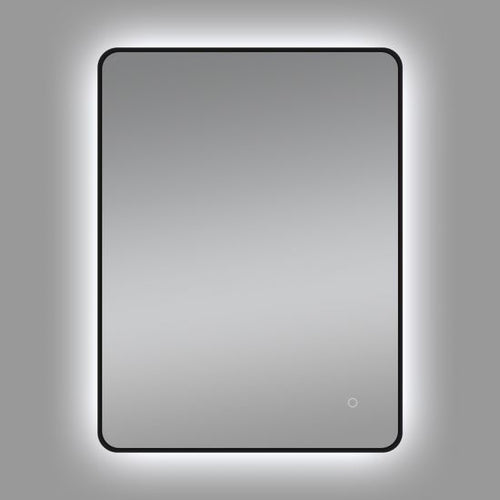 Black Aluminum Framed Curved Rim Rectangle 3 Color Lighting LED Mirror Touch Sensor Switch Wall Mounted Vertical or Horizontal