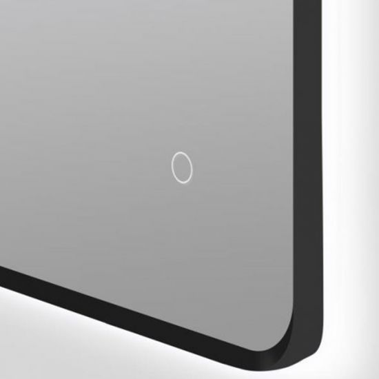 810x610mm Black Aluminum Framed Curved Rim Rectangle 3 Color Lighting LED Mirror Touch Sensor Switch Wall Mounted Vertical or Horizontal