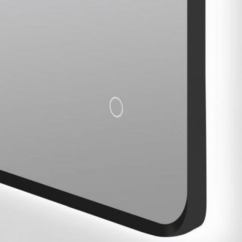 810x610mm Black Aluminum Framed Curved Rim Rectangle 3 Color Lighting LED Mirror Touch Sensor Switch Wall Mounted Vertical or Horizontal