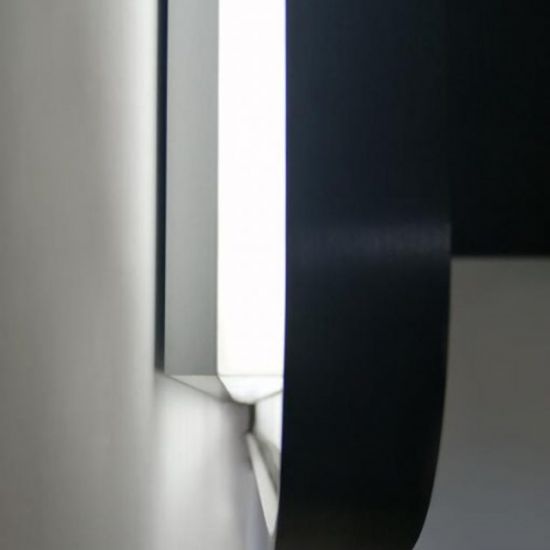 810x610mm Black Aluminum Framed Curved Rim Rectangle 3 Color Lighting LED Mirror Touch Sensor Switch Wall Mounted Vertical or Horizontal