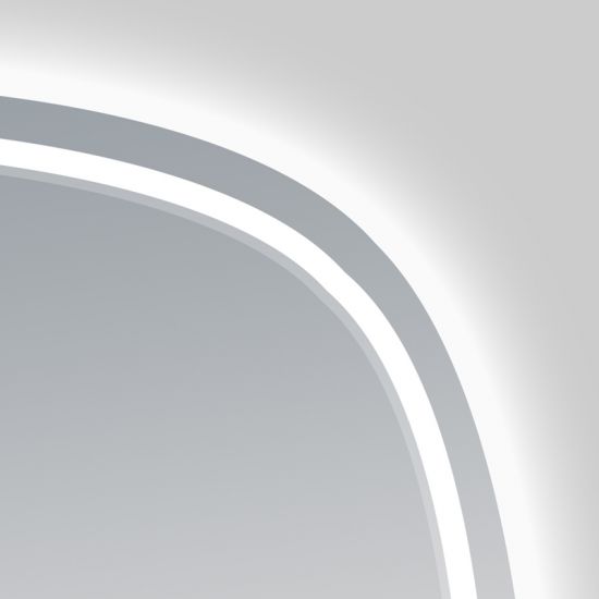750x750mm Rounded Edge Acrylic LED Mirror 3 Color Lighting Touch Sensor Switch Wall Mounted White Frame