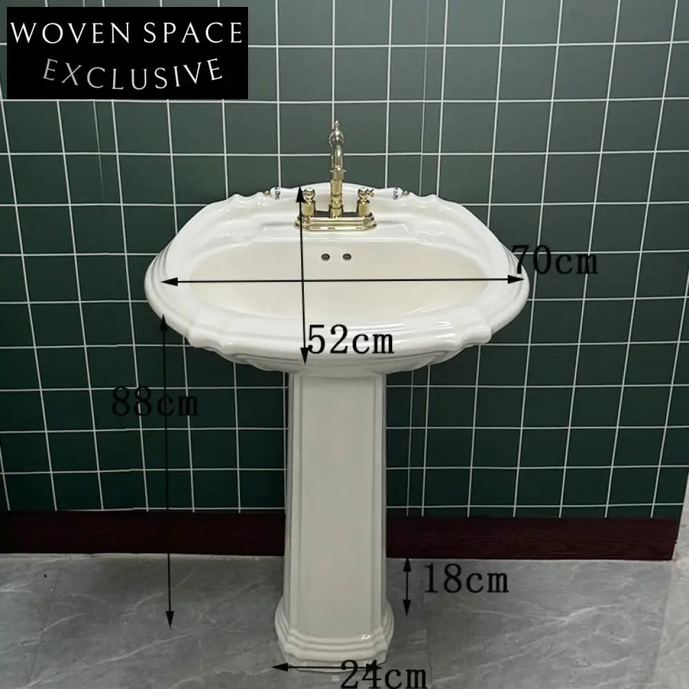 Léonne retro pedestal bathroom wash basin 24-inch pedestal basin + faucet + drain