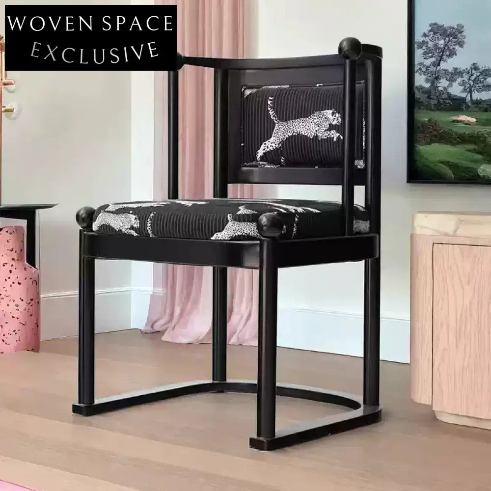 Leopard chair designer solid wood dining chair French medieval dining table chair armchair home retro backrest chair