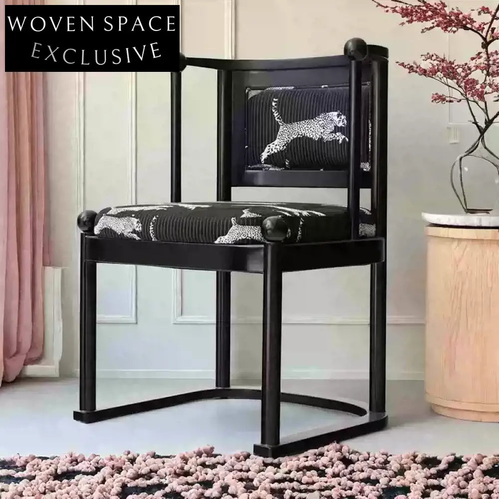 Leopard chair designer solid wood dining chair French medieval dining table chair armchair home retro backrest chair