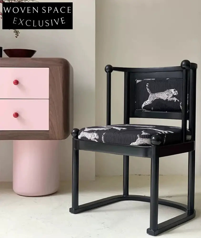 Leopard chair designer solid wood dining chair French medieval dining table chair armchair home retro backrest chair