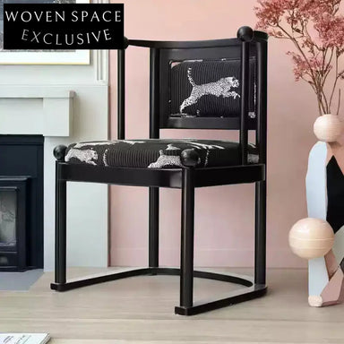 Leopard chair designer solid wood dining chair French medieval dining table chair armchair home retro backrest chair