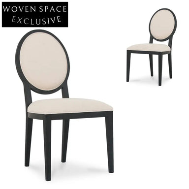 Light Beige Dining Chair - Black (Set of 2)