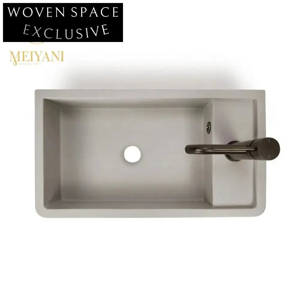 Light Grey Concrete Wall-Mounted Bathroom Lavabo Basin, 17.3 Inch