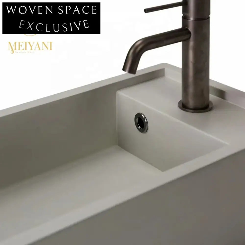 Light Grey Concrete Wall-Mounted Bathroom Lavabo Basin, 17.3 Inch