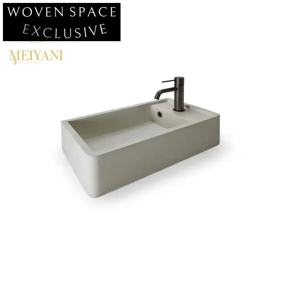 Light Grey Concrete Wall-Mounted Bathroom Lavabo Basin, 17.3 Inch
