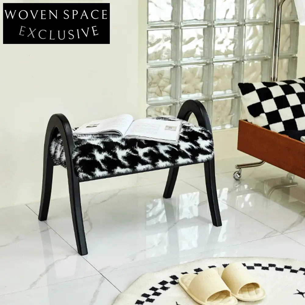 Light Luxury Ash Wood Ottoman: Comfortable Sponge Fabric Footrest for Modern Homes