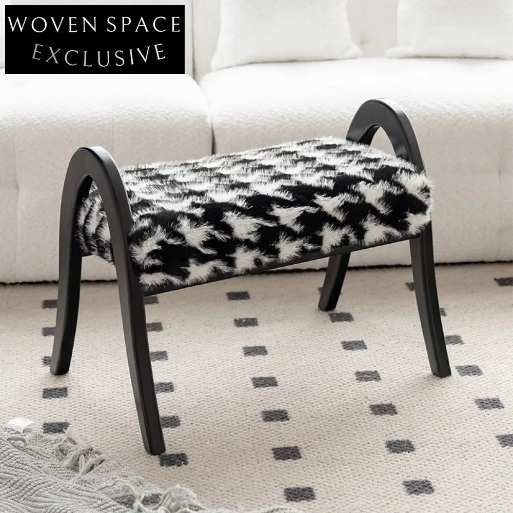 Light Luxury Ash Wood Ottoman: Comfortable Sponge Fabric Footrest for Modern Homes