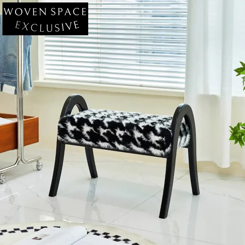 Light Luxury Ash Wood Ottoman: Comfortable Sponge Fabric Footrest for Modern Homes