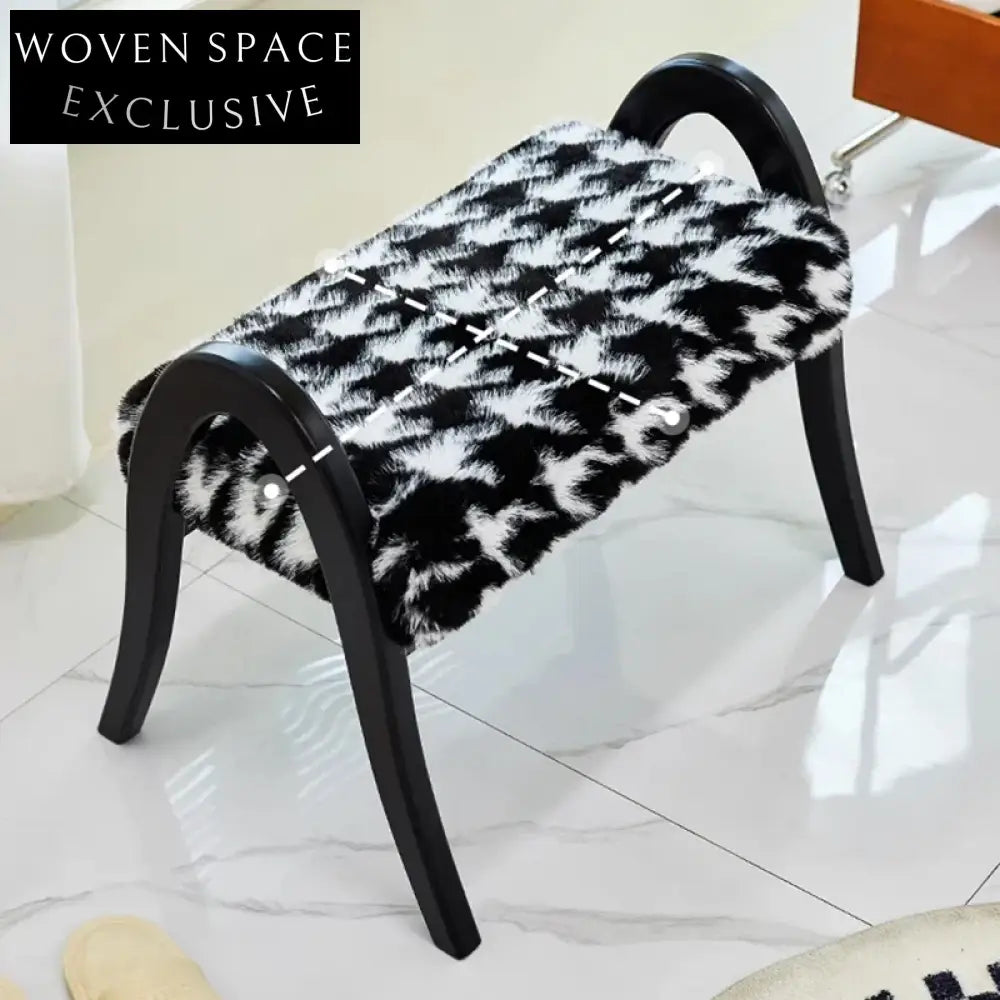 Light Luxury Ash Wood Ottoman: Comfortable Sponge Fabric Footrest for Modern Homes