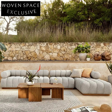 Light Luxury Cream Fabric Modern 3-Seat L-Shape Sectional Sofa Set