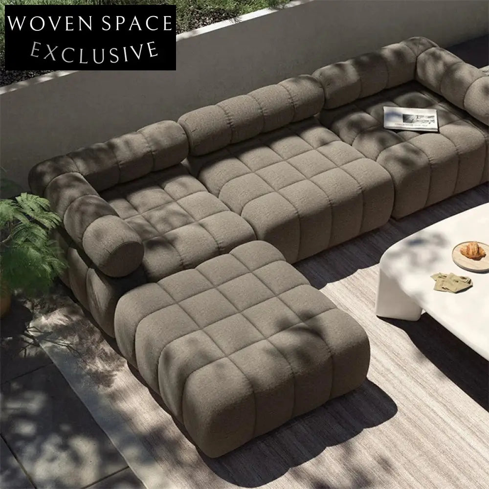 Light Luxury Cream Fabric Modern 3-Seat L-Shape Sectional Sofa Set