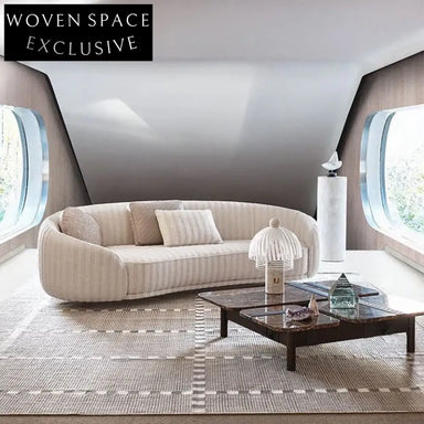 Light Luxury Curved Sectional Wood Frame Sofa with Comfortable Fabric