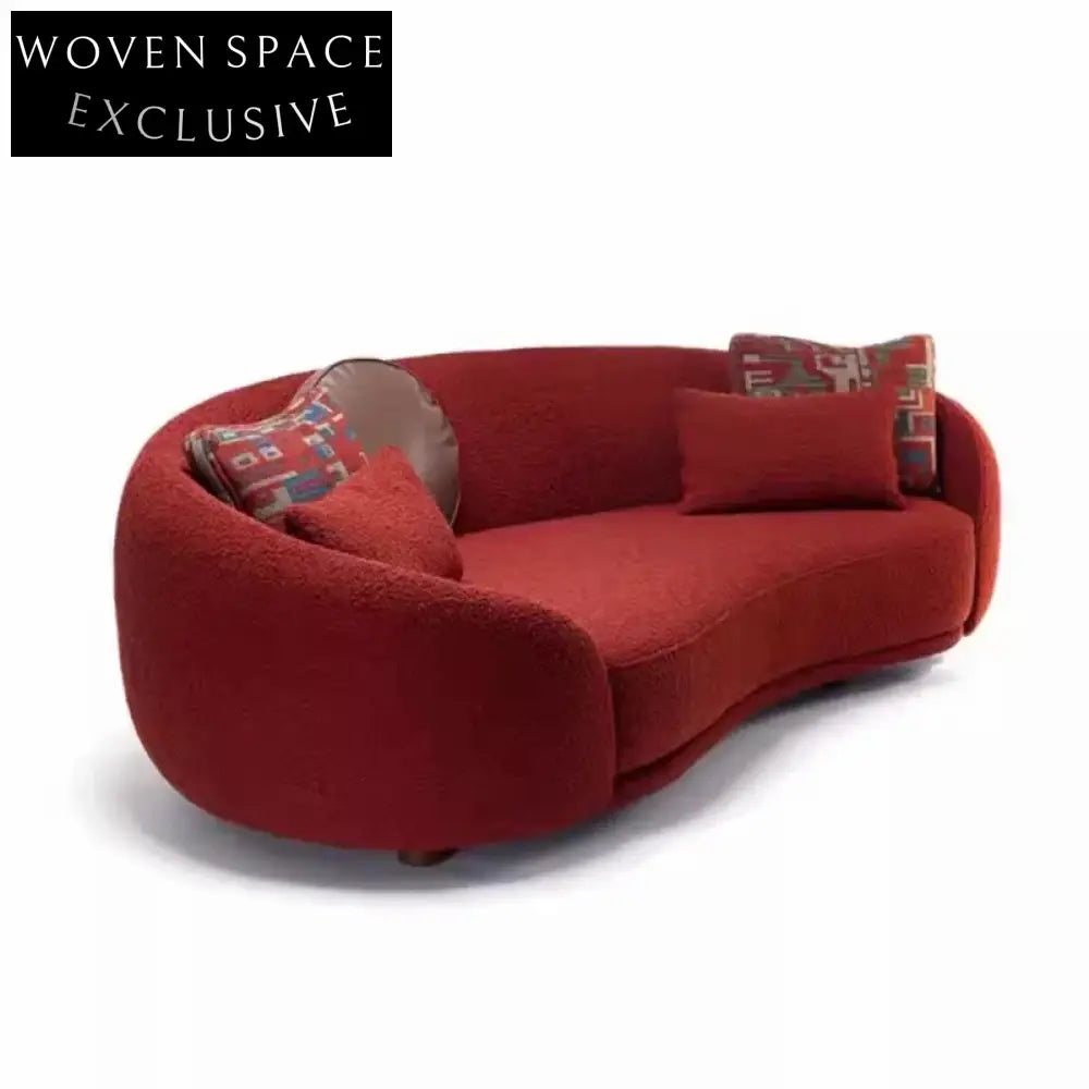 Light Luxury Curved Sectional Wood Frame Sofa with Comfortable Fabric