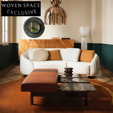 Light Luxury Curved Sectional Wood Frame Sofa with Comfortable Fabric