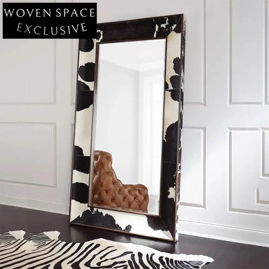 Light Luxury Decorative Full-Length Standing Mirror with Elegant Wood Frame