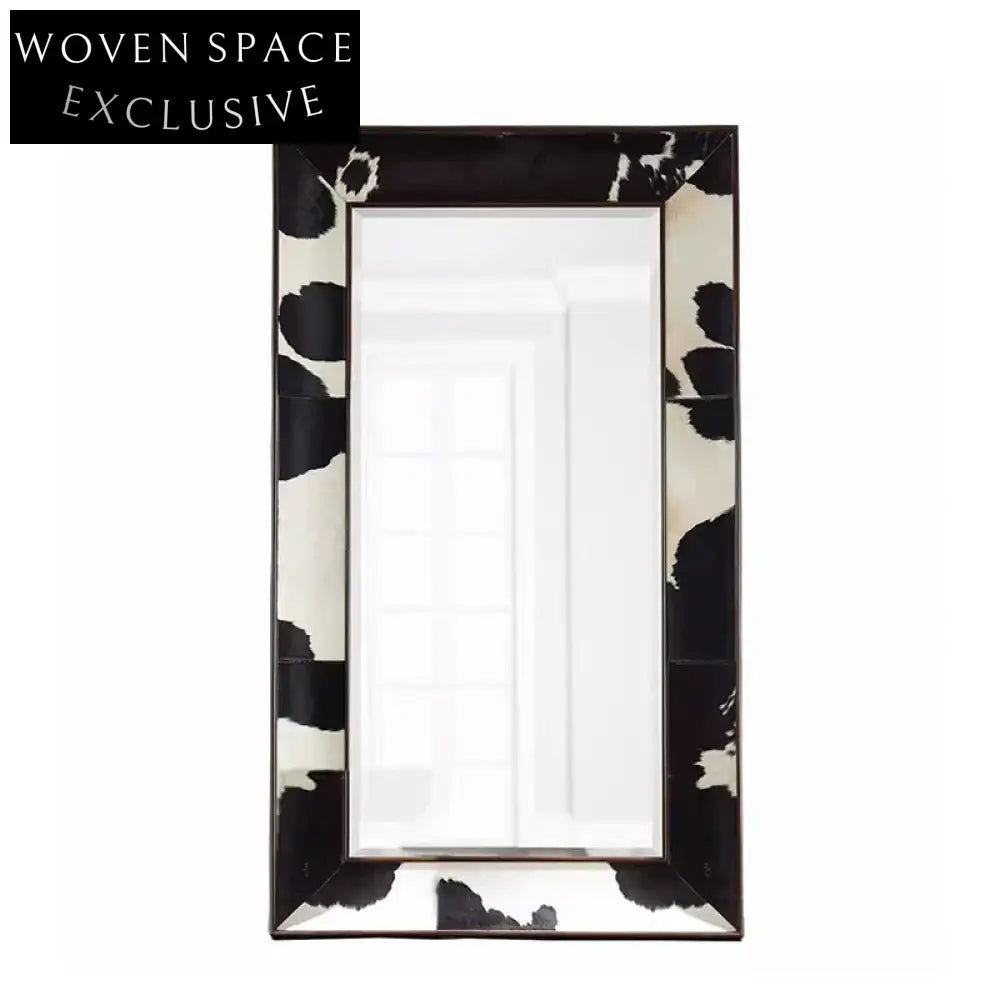 Light Luxury Decorative Full-Length Standing Mirror with Elegant Wood Frame