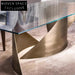 Light Luxury Glass Top Dining Table with Golden Stainless Steel Base