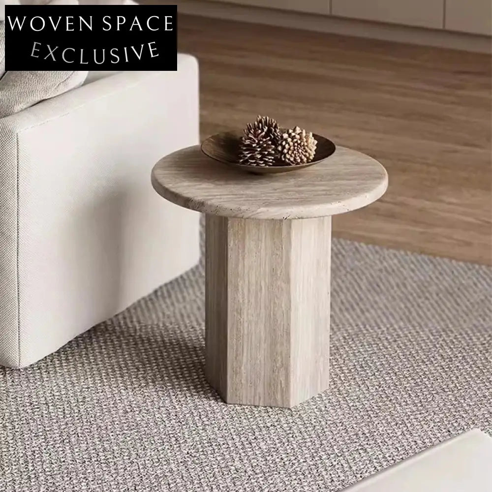 Light Luxury Moon Shape Travertine Coffee Table for Modern Living Room Center
